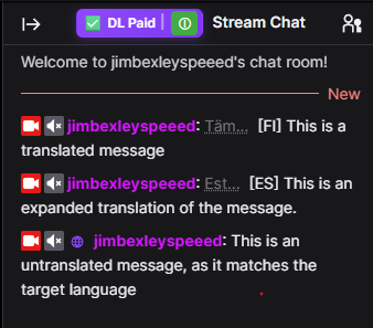Translated Twitch chat messages